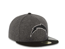 Load image into Gallery viewer, San Diego Chargers New Era NFL 59FIFTY 5950 Fitted Cap Hat Melton Gray Crown Black Visor Black/White Logo