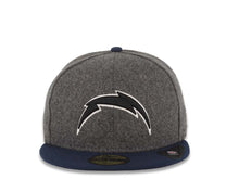 Load image into Gallery viewer, San Diego Chargers New Era NFL 59FIFTY 5950 Fitted Cap Hat Melton Gray Crown Navy Visor Black/White Logo