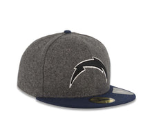 Load image into Gallery viewer, San Diego Chargers New Era NFL 59FIFTY 5950 Fitted Cap Hat Melton Gray Crown Navy Visor Black/White Logo