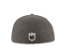 Load image into Gallery viewer, Los Angeles Chargers New Era NFL 59FIFTY 5950 Fitted Cap Hat Melton Gray Crown Sky Blue Visor Black/White Retro Shield Logo