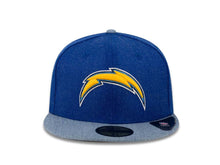 Load image into Gallery viewer, San Diego Chargers New Era NFL 59FIFTY 5950 Fitted Cap Hat Heather Navy Crown Heather Sky Blue Visor Team Color Logo