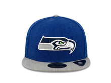 Load image into Gallery viewer, Seattle Seahawks New Era NFL 59FIFTY 5950 Fitted Cap Hat Heather Navy Crown Heather Gray Visor Team Color Logo