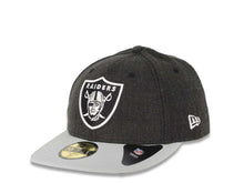 Load image into Gallery viewer, Oakland Raiders New Era NFL 59FIFTY 5950 Low Crown Fitted Cap Hat Heather Dark Gray Crown Gray Visor Team Color Logo