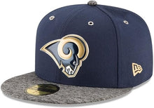 Load image into Gallery viewer, Los Angeles Rams New Era NFL 59FIFTY 5950 Fitted Cap Hat Navy Crown Gray Visor Team Color Logo (2016 Draft)