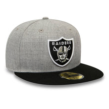 Load image into Gallery viewer, Oakland RAIDERS New Era 59FIFTY 5950 Fitted Cap Hat Gray Crown Black Visor Team Color Logo Black UV