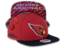 Load image into Gallery viewer, Arizona Cardinals New Era 9FIFTY 950 Original Fit Snapback Cap Hat Maroon Crown Black Visor Team Color Logo (2016 Sideline)
