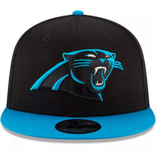 Load image into Gallery viewer, Carolina Panthers New Era NFL 9FIFTY 950 Snapback Cap Hat Black Crown Sky Blue Visor Team Color Logo (Baycik)