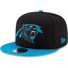 Load image into Gallery viewer, Carolina Panthers New Era NFL 9FIFTY 950 Snapback Cap Hat Black Crown Sky Blue Visor Team Color Logo (Baycik)