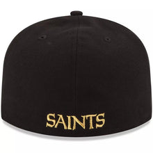 Load image into Gallery viewer, (Youth) New Orleans Saints New Era NFL 59FIFTY 5950 Kid Fitted Cap Hat Black Crown Wheat Visor Team Color Logo