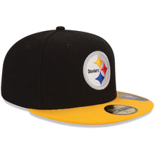 Load image into Gallery viewer, (Youth) Pittsburgh Steelers New Era NFL 59FIFTY 5950 Fitted Cap Hat Black Crown Yellow Visor Team Color Logo