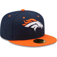 Load image into Gallery viewer, Denver Broncos New Era NFL 59FIFTY 5950 Fitted Cap Hat Navy Blue Crown Orange Visor Team Color Logo
