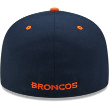 Load image into Gallery viewer, Denver Broncos New Era NFL 59FIFTY 5950 Fitted Cap Hat Navy Blue Crown Orange Visor Team Color Logo