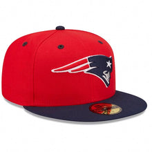 Load image into Gallery viewer, (Youth) New England Patriots New Era NFL 59FIFTY 5950 Kid Fitted Cap Hat Red Crown Navy Blue Visor Team Color Logo