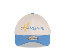 Load image into Gallery viewer, Los Angeles Chargers New Era NFL 9FORTY 940 Adjustable Cap Hat White Crown Sky Blue Visor Team Color Retro Text Logo