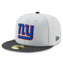 Load image into Gallery viewer, New York Giants New Era 59FIFTY 5950 Fitted 2017 Sideline Cap Hat Gray Crown Dark Gray Visor Team Color Logo