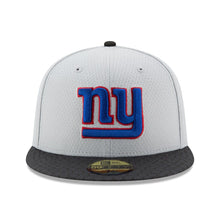 Load image into Gallery viewer, New York Giants New Era 59FIFTY 5950 Fitted 2017 Sideline Cap Hat Gray Crown Dark Gray Visor Team Color Logo