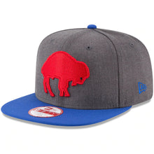 Load image into Gallery viewer, Buffalo Bills New Era NFL 9FIFTY 950  Core Classic Snapback Cap Hat Heather Dark Gray Crown Royal Blue Visor Red Team Color Retro Logo