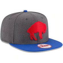 Load image into Gallery viewer, Buffalo Bills New Era NFL 9FIFTY 950  Core Classic Snapback Cap Hat Heather Dark Gray Crown Royal Blue Visor Red Team Color Retro Logo