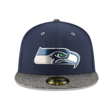 Load image into Gallery viewer, Seattle Seahawks New Era NFL 59FIFTY 5950 Fitted Cap Hat Navy Crown Dark Gray Visor Team Color Logo (2016 Draft)