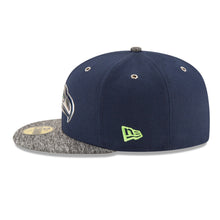 Load image into Gallery viewer, Seattle Seahawks New Era NFL 59FIFTY 5950 Fitted Cap Hat Navy Crown Dark Gray Visor Team Color Logo (2016 Draft)
