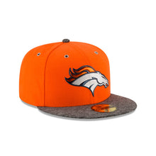 Load image into Gallery viewer, Denver Broncos New Era NFL 59FIFTY 5950 Fitted Cap Hat Orange Crown Gray Visor Team Color Logo (2016 Draft)