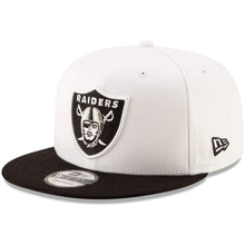 Load image into Gallery viewer, Las Vegas Raiders New Era 9FIFTY 950 Snapback Cap Hat White Crown Black Visor Team Color Logo Gray UV