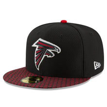 Load image into Gallery viewer, Atlanta Falcons New Era NFL 59FIFTY 5950 Fitted 2017 Sideline Cap Hat Black Crown Red Visor Team Color Logo
