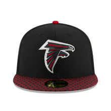 Load image into Gallery viewer, Atlanta Falcons New Era NFL 59FIFTY 5950 Fitted 2017 Sideline Cap Hat Black Crown Red Visor Team Color Logo