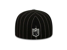 Load image into Gallery viewer, Oakland Raiders New Era 59FIFTY 5950 Fitted Cap Hat Black Crown White Pinstripe Gray Visor Team Color Logo