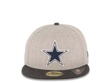 Load image into Gallery viewer, Dallas Cowboys New Era NFL 59FIFTY 5950 Fitted Cap Hat Heather Gray Crown Heather Dark Gray Visor Team Color Chain Stitch Logo