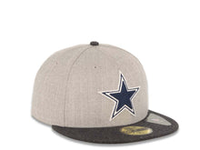 Load image into Gallery viewer, Dallas Cowboys New Era NFL 59FIFTY 5950 Fitted Cap Hat Heather Gray Crown Heather Dark Gray Visor Team Color Chain Stitch Logo