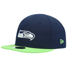 Load image into Gallery viewer, (Infant) Seattle Seahawks New Era NFL 9FIFTY 950 Snapback Cap Hat Navy Crown Green Visor Team Color Logo (My 1st First)