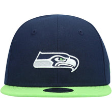 Load image into Gallery viewer, (Infant) Seattle Seahawks New Era NFL 9FIFTY 950 Snapback Cap Hat Navy Crown Green Visor Team Color Logo (My 1st First)