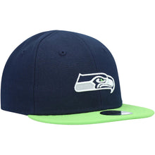 Load image into Gallery viewer, (Infant) Seattle Seahawks New Era NFL 9FIFTY 950 Snapback Cap Hat Navy Crown Green Visor Team Color Logo (My 1st First)