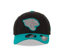 Load image into Gallery viewer, Jacksonville Jaguars New Era NFL 39THIRTY 3930 Flexfit Cap Hat Black Crown Turquoise Visor Gray/Turquoise Logo (2017 Thanksgiving)
