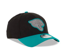 Load image into Gallery viewer, Jacksonville Jaguars New Era NFL 39THIRTY 3930 Flexfit Cap Hat Black Crown Turquoise Visor Gray/Turquoise Logo (2017 Thanksgiving)