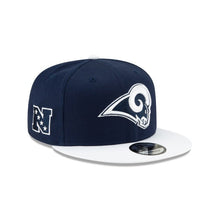 Load image into Gallery viewer, Los Angeles Rams New Era NFL 9FIFTY 950 Snapback Baycik Cap Hat Navy Crown White Visor Navy/White Logo