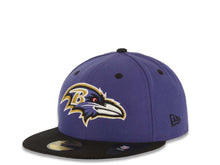 Load image into Gallery viewer, Baltimore Ravens New Era NFL 59FIFTY 5950 Fitted 2-Tone Cap Hat Purple Crown Black Visor Black Logo