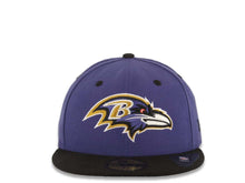 Load image into Gallery viewer, Baltimore Ravens New Era NFL 59FIFTY 5950 Fitted 2-Tone Cap Hat Purple Crown Black Visor Black Logo