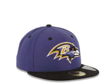 Load image into Gallery viewer, Baltimore Ravens New Era NFL 59FIFTY 5950 Fitted 2-Tone Cap Hat Purple Crown Black Visor Black Logo