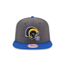 Load image into Gallery viewer, Los Angeles Rams New Era NFL 9FIFTY 950 Snapback Cap Hat Heather Dark Gray Crown Royal Blue Visor Team Color Helmet Logo