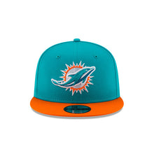 Load image into Gallery viewer, Miami Dolphins New Era NFL 9FIFTY 950 Snapback Basic Cap Hat Aqua Crown Orange Visor Team Color Logo