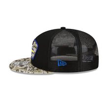 Load image into Gallery viewer, Los Angeles Rams New Era NFL 9FIFTY 950 Snapback 2021 Salute To Service Cap Hat Mesh Black Crown Camo Visor Patch Logo