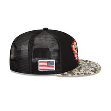Load image into Gallery viewer, San Francisco 49ers New Era NFL 9FIFTY 950 Snapback 2021 Salute To Service Cap Hat Mesh Black Crown Camo Visor Patch Logo