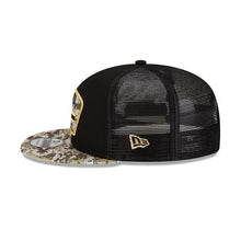 Load image into Gallery viewer, New Orleans Saints New Era NFL 9FIFTY 950 Snapback 2021 Salute To Service Cap Hat Mesh Black Crown Camo Visor Patch Logo