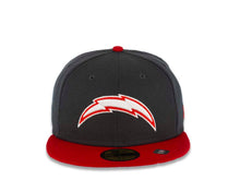 Load image into Gallery viewer, Los Angeles Chargers New Era NFL 59FIFTY 5950 Fitted Cap Hat Dark Gray Crown Red Visor White/Red Logo Gray UV (Color Pack)