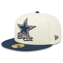 Load image into Gallery viewer, Dallas Cowboys New Era NFL 59FIFTY 5950 Fitted Cap Hat Cream Crown Dark Navy Blue Visor Team Color Logo (2022 Sideline)