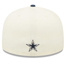 Load image into Gallery viewer, Dallas Cowboys New Era NFL 59FIFTY 5950 Fitted Cap Hat Cream Crown Dark Navy Blue Visor Team Color Logo (2022 Sideline)