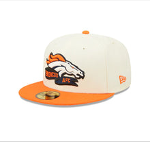 Load image into Gallery viewer, Denver Broncos New Era NFL 59FIFTY 5950 Fitted Cap Hat Cream Crown Orange Visor Team Color Logo (2022 Sideline)
