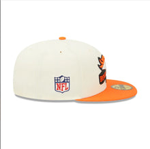 Load image into Gallery viewer, Denver Broncos New Era NFL 59FIFTY 5950 Fitted Cap Hat Cream Crown Orange Visor Team Color Logo (2022 Sideline)
